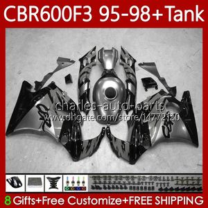 Тело для Honda CBR-600 CBR 600 CBR600 F3 FS CC CC 600F3 97 98 95 96 64NO.266 600FS Black Silver CBR600F3 600CC 1995-1998 Кузов CBR600FS 1997 1998 1995 1996 OEM обтекает