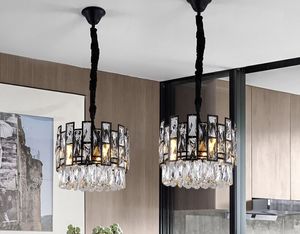 Modern black chandelier lighting for dining room luxury kitchen island crystal chain chandeliers home decoration cristal lustres
