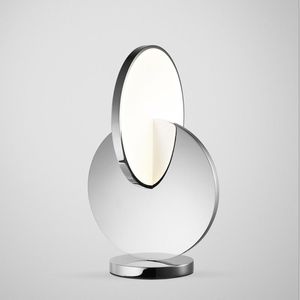 Modern Silver Round Metal LED Bordslampa Sovrum säng Dekor Mirror Table Light Study Bedroom Eye Room Home Lighting