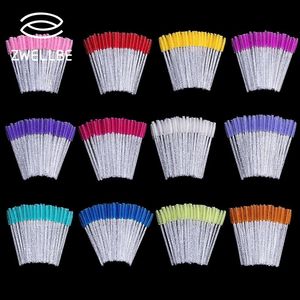 zwellbe Good Quality Disposable 50 Pcs/Pack Crystal Eyelash Makeup Brush Diamond Handle Mascara Wands Eyelash Extension Tool