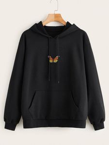 Butterfly Graphic Drawstring Hoodie Y71Z#