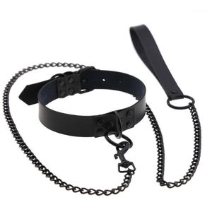 Punk Choker Necklace Women Boho Pu Leather Bandage Collar and Leash Bdsm Sex Slave Collars Necklace Chain Sexy Clubwear Gothic1