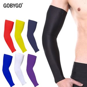 GOBYGO 1PC Sports Arm Sleeve Ice Fabric Mangas Warmer Summer UV Protection Running Basketball Volleyball Cycling Sunscreen Bands