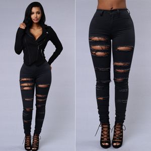 Women's pants Europe and the United States ripped tight sexy feet jeans women