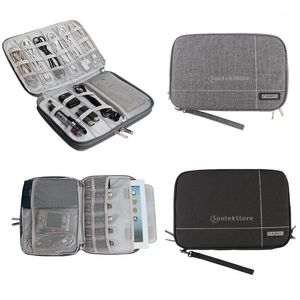 Borse portaoggetti Borsa organizer per auricolari con cavo USB per elettronica impermeabile a doppio strato