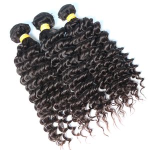 Nieprzetworzona Brazylijska Indiańska Malezyjska Głęboka Wave Virgin Human Hair 3 Wiązki Remy Hair Extensions i Zamknięcie 4x4