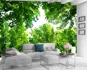 Custom 3D Landscape Wallpaper Modern väggmålning 3d tapet Emerald Leaves Digital Printing HD Dekorativ Vacker Bakgrund