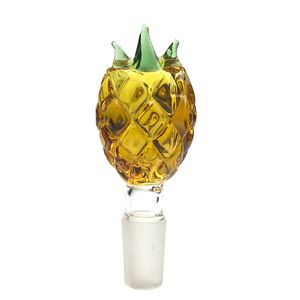 Goldene Schüssel großhandel-14mm mm männliche Glasbong Schüssel mit dicker Haken Pyrex bunte goldene Ananas Rauchen Glasschüsseln Wasserleitungen für DAB Rigs
