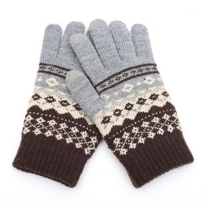 Five Fingers Luves Winter Men/Women Warm Jacquard Knit Knit Print Acessórios Magic Acessórios Lã dedo completo Mittens1