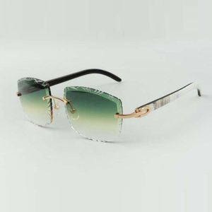 Designer-Sonnenbrille 3524023 schneidet Gläser aus natürlichem Hybrid-Büffelhorn, Bügelbrille, Größe: 58–18–140 mm