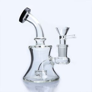 NOVIDADES: Bongs de água de vidro de 5,5 polegadas com tigelas de vidro 14 mm Bongs de copo feminino azul verde cinza Cachimbo de vidro para fumar