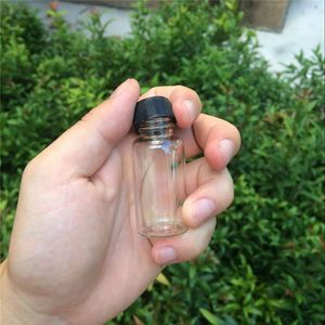 27*50*14mm 15ml Glass Bottles With Plastic Lid Transparent Empty Gift Jars Black Cap 50pcs/lot