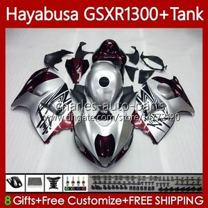 OEM Body + Tank för Suzuki Hayabusa GSXR 1300CC GSXR-1300 1300 CC 1996 2007 74NO.126 GSX-R1300 GSXR1300 96 97 98 99 00 01 GSX R1300 02 03 04 05 06 07 Fairing Kit Glossy Silveryy