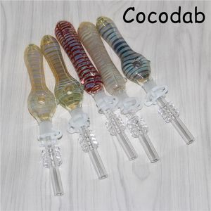 20pcs Hookahs Glass Nectar Oil Pipe with 10mm titanium tips quartz tip Dab Straw Glass Smoking Bubbler Pipes DHL