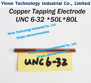 (Pacote 5pcs) UNC 6-32 * 0,794 * 50L * 80LMM EDM tocando eletrodo de cobre. EDM fio orbital eléctrodo de cobre 6-32unc Ladrão de tubo padrão americano