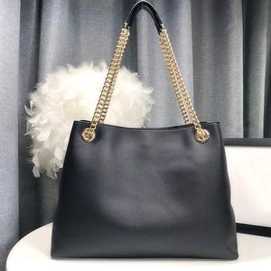 Genuine leather tote shopping bag chain shoulder bag for women fashion tote bags lady chains handbag sheep leather chain purse messenger bag