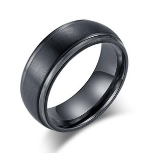 Klaster Rings Quality Pierścień Titanium Dla Mężczyzn Silver Black Fajny Ze Stali Nierdzewnej Punk Matte 8mm Band Wedding