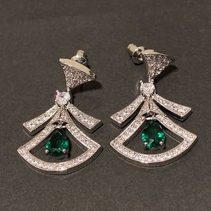 Diamond zirconia green stone vintage earrings fashion luxury designer pendant stud earrings for woman girls gifts s925 silver post