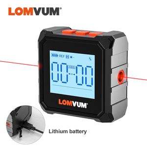 Lomvum 디지털 각도기 레이저 USB 경사계 360 레벨 각도 파인더 높은 정밀도 고정계 자석 기울기 측정 도구 201116