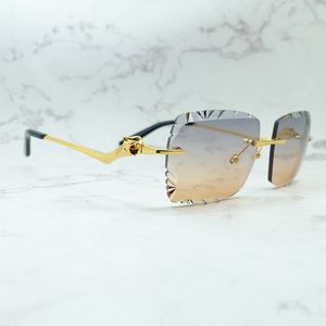 Diamentowe okulary przeciwsłoneczne pantera bez oprawek stylowe okulary przeciwsłoneczne luksusowy projektant Carter odcienie okulary męskie Lentes De Sol Mujer