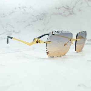 Occhiali da sole con taglio a diamante Panther Occhiali da sole eleganti senza montatura Designer di lusso Carter Shades Eyewear Mens Lentes De Sol Mujer