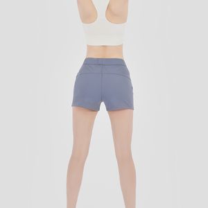 Leisure Nylon Yoga Gym Workout Shorts Women Antisweat High Waist Drawstring Running Sport Shorts With Pocket