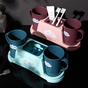 High Quality Toothbrush Holder Home coupleToothpaste rack Sets Tooth Brush Cup Container Dispenser Bathroom Accessories LJ201204