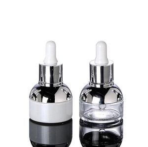 Frascos conta-gotas de vidro transparentes de 30 ml, óleos essenciais vazios, frasco de perfume, recipiente de cosméticos feminino, embalagem pequena, NAVIO RÁPIDO