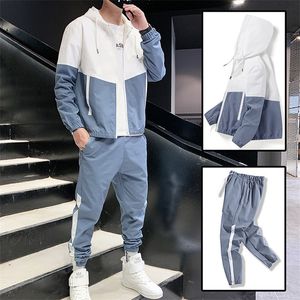 Outono esportes terno homens jaqueta e calças de duas peças conjunto casual correndo roupa masculina moda corredores 6xl 220215