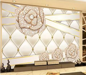 Custom wallpaper d soft bag modern minimalist diamond flower jewel wall papers home decor living room d mural
