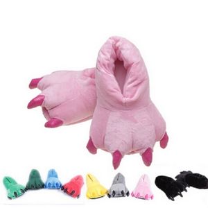 Hallowee inverno caldo morbido pantofole da pavimento per interni Donna Uomo Bambini Scarpe Zampa Divertente Animale Natale Mostro Dinosauro Artiglio Peluche Y201026