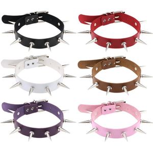 Rivet Collar Nightclub Europeu e Americano Nightclub PU Colar de Couro Colar Rivet Point Collar Clavícula Corrente GD723