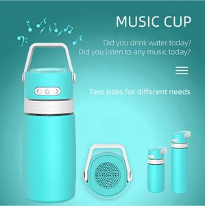 350ml Speaker Cup Bluetooth Odkryty Przenośny Wodoodporny Głośnik Szkło Uchwyt Kubek Szampan Muzyka USB Charge 2 warstwy Tumbler LJJP776