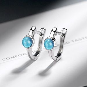 Hoop & Huggie Blue Color Turquoises Stone Earrings For Women Geometric Hanging Hoops Drop Charms Earring Jewelry Accessories