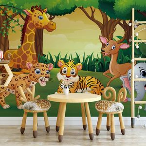 Custom Kids Room Bedroom Photo Wallpaper 3D Stereoscopic Cartoon Forest Animal Children's Background Wall Decoration Mural