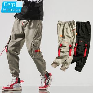 Darphinkasa Men hip Hop Black Cargo Pants Joggers Sweatpants Overall Streetwear Harem Fashions Byxor 201109