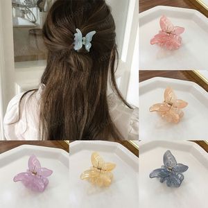 Pink Semitransparent Butterfly Shape Mini Hair Claws Hair Clamps For Women Sweet Cute Hairpins Ponytail Clips Hair Accessories