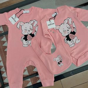 Baby Rompers Newborn Boys Boys Boys Одежда Кролик Узор Onesie Bodysuit Малышей Бутик Ромпер Костюм Розовый