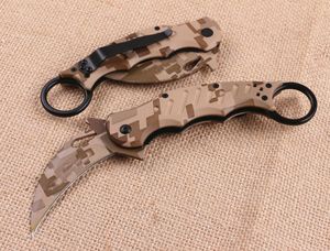 Top Quality Karambit Folding Blade Claw Knife 440C Camo Coated Black G10 Handle Outdoor Camping Tactical Folding Knives