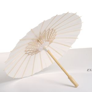 White Bamboo Paper Umbrellas Manual Craft Oiled Papers Umbrella DIY Creative Blank Painting Bride Wedding Parasol JJF14161