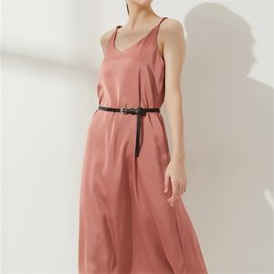 Wixra vestidos de cetim feminino elegante com decote em v vestido de verão meados de bezerro cinta de espaguete vestido de rua alta primavera verão 220210