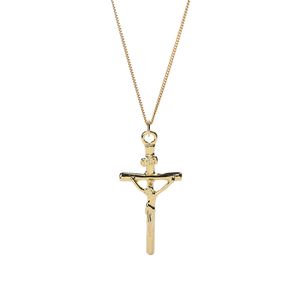 Leven Fantasia 925 Jóias de Prata Esterlina 18K Gold Feminino Christian Jesus Pingente Cruz Colar Para As Mulheres Homens Presente de Natal Q0531