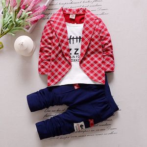 Zestawy odzieżowe dla niemowląt wiosna jesień chłopiec ubrania patchwork fałszywe dwa kawałki topy spodnie toddler chłopcy odzież 1-4y
