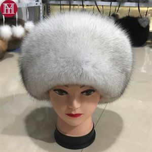 ファッションスタイルの高級冬ロシアの自然の実物の毛皮の帽子女性暖かい良い品質100％純正キャップ211229