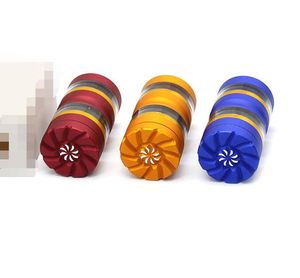 Color Smoking Aluminum Alloy Metal Grinder 50mm*93mm With Storage Function 5 Parts Carved Herb Tobacco Abrader Crusher Grinding Device