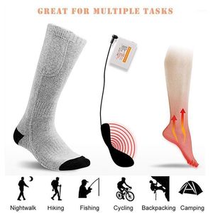 1 paio di calzini riscaldati elettrici USB uomo/donna calza lunga in cotone con riscaldamento termico per piedi freddi gamba calda invernale sport all'aria aperta1