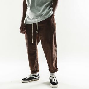 Homens Casual Corduroy Basculador Calças Homens Solto Fit Bolso Corduro Macacão Calças Casuais Cor Sólida Calça Calças 201106