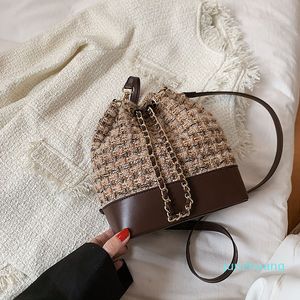 Designer-Damen-Beuteltaschen mit Kordelzug, Tweed, Cross-Body-Schulter-Clutch, Geldbörsen, Kosmetiktasche, Handtaschen, 18 x 21 x 9 cm