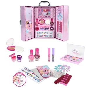 Menina princesa maquiagem brinquedos vestir beleza conjunto cosmético mala de guarda-roupa seguro fácil limpo maquiagem kit para vestido presentes lj201009