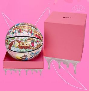 DXXL Chinese style Tanabata Valentine s day Graffiti basketball ball Gift box Cherry blossom pink PU Indoor outdoor size